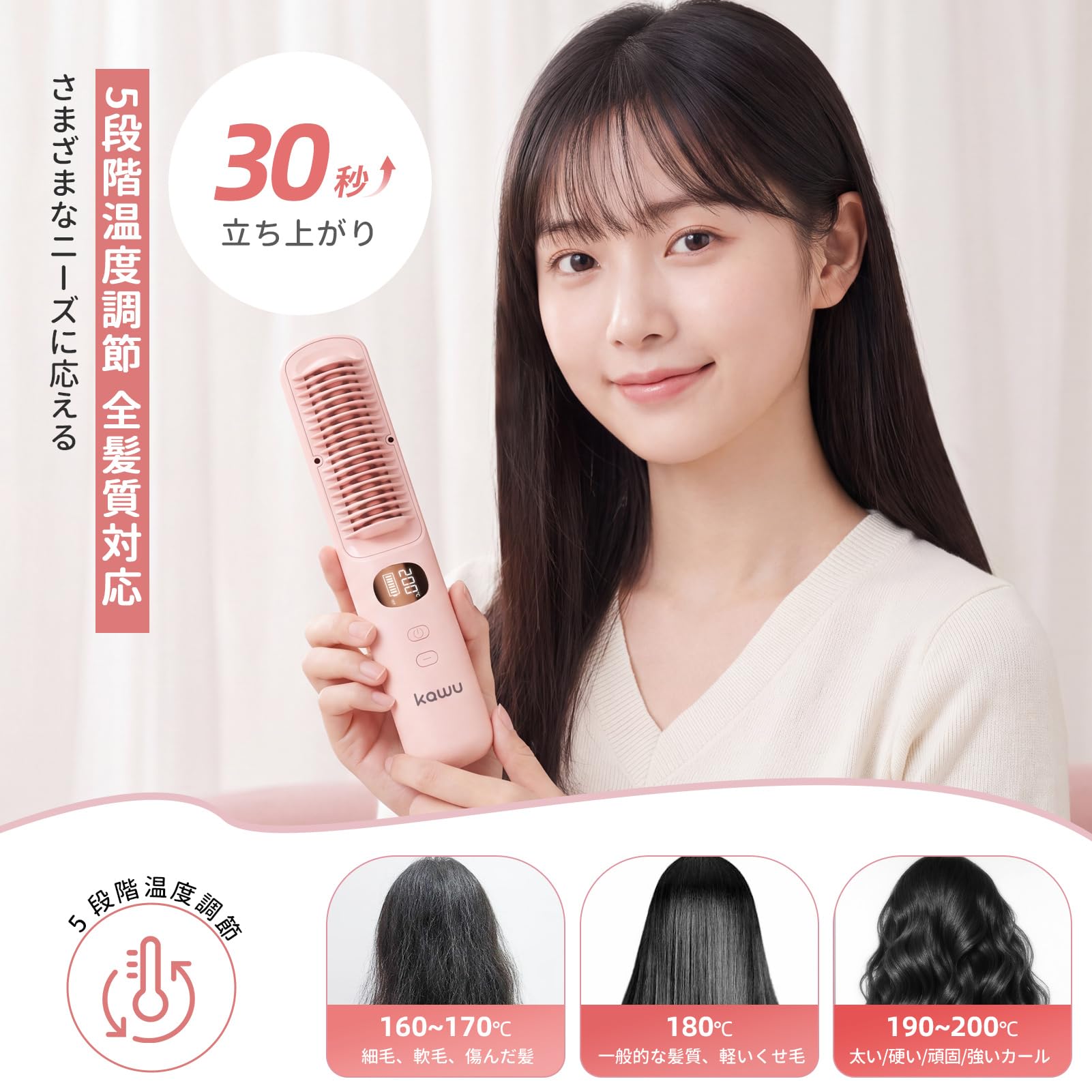 Amazon | KAWU ヘアアイロン ストレートアイロン ヒートブラシ 三角